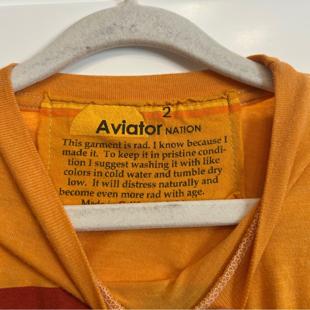 Aviator Nation AV Sunbeam Print Tee Shirt Goldenrod Yellow Multi Size 2 - Picture 2 of 3